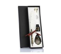 Penne Calligrafiche Penna a immersione in piume for calligrafia con set di 2 pennini for scrittura a penna stilografica creativa, confezione regalo con texture classica, cancelleria vintage(White)