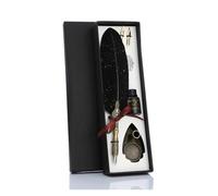 Penne Calligrafiche Penna a immersione in piume for calligrafia con set di 2 pennini for scrittura a penna stilografica creativa, confezione regalo con texture classica, cancelleria vintage(Black)