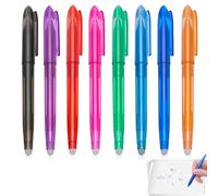 Penne Cancellabili, Set di 8 Fri-Xion Ball Stick - Penna a Inchiostro Termosensibile Cancellabile - Penne Gel Cancellabili Ricaricabili, Gomma a semisfera, Diametro Punta 0,7 mm