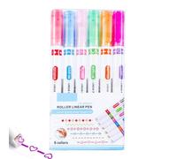 Penne curve colorate, evidenziatore - Penna per marcatura a doppia punta con 6 diverse forme di curve | 6 penne per design bordo, forniture per scrapbooking multifunzionali