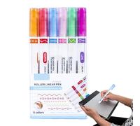 Penne Curve Colorate - Penne Curve A Doppia Punta, 6 Forme Di Bordo Uniche, Materiali Artistici Multifunzionali | Per Diario, Scrapbooking, Creazione Di Biglietti, Appunti, Disegni E Progetti Fai Da T