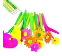 Penne di fiori da 10 pezzi, penne per piante inchiostro a gel creativo nero da 0, 5 mm, 7, 8 Pinza a penna in gomma morbida adatto per gli insegnanti dei bambini delle scuole di casa per ufficio