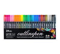 Penne di graffiti da colorare | Marcatori di contorni scarabocchi a doppia linee | Shimmer Drawing Penne di evidenziatore | Penna di elegante di cartoleria per mestieri, album, biglietti di auguri, ri