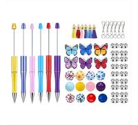 Penne di plastica con perline, farfalle colorate, perline distanziatrici fai da te, penne a sfera per ufficio, artigianato da donna