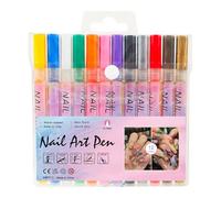 Penne di vernice acrilica per unghie, penne per la pittura per unghie | Penne per smalti per chiodi da 12 colori - Minote da 0,5 mm Kit di manicure a casa per trattare fine
