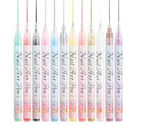 Penne di vernice acrilica per unghie, penne per la pittura per unghie, Set di penne per unghie acriliche a 12 colori, Marcatori di graffiti per le dita dei piedi resistenti all'acqua da 0,5 mm per man
