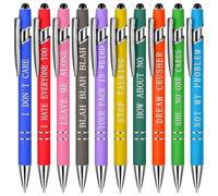 Penne divertenti con parole lamentose 10 pezzi/set penne per il giorno della settimana con punta da 0, 5 mm, sarcastiche lisce con clip e punta a sfera con touch screen per ufficio scolastico.