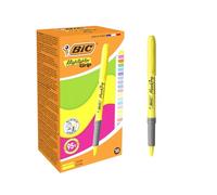 Penne evidenziatori fluo e pastello BIC Highlighter Grip Con Punta A Scalpello - Colori Assortiti, Confezione da 18