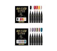 Penne for nail art, 6 colori, lucentezza impermeabile ad asciugatura rapida for il design delle unghie(AB)