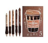 Penne gel estetiche color caffè, set da 5 pezzi, inchiostro a punta fine da 0,5 mm, cancelleria per scrittura liscia, per scrivania da ufficio, strumenti per diari