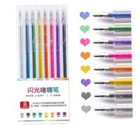 Penne gel glitter neon a 8 colori - Pennarelli glitterati con punta fine da 1 mm ad asciugatura rapida per libri da colorare, disegni, scarabocchi