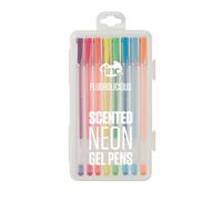 Penne gel liquide al neon Tinc Flourolicious al profumo di frutta con custodia per bambini | - 8 colori diversi con una fragranza fruttata | Ragazze e ragazzi | Colori Fluorescenti - Confezione da 8