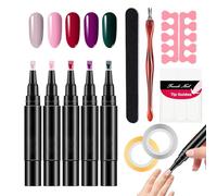Penne gel per unghie - 5 ml per tubo, set di penna polacca | Solcini per chiodi in gel in un passaggio 3 in 1 Strumento di manicure per | Kit polacco per unghie - Penna per utensili con finit