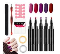 Penne gel per unghie - 5 ml per tubo, set di penna polacca | Solcini per chiodi in gel in un passaggio 3 in 1 Strumento di manicure per | Kit polacco per unghie - Penna per utensili con finit