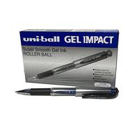 Penne gel UM-153S Signo Gel Impact con impugnatura in gomma, inchiostro gel Super Ink blu, a prova di manomissione, pennino da 1 mm, scatola da 12 pezzi