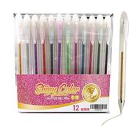 Penne Glitter - Pennarelli Glitter Da 12 Pezzi, Penne Coloranti Gliter Metallici, Penna Gel Scintillante Per Prendere Appunti, Penna Decorativa Per Creazione Di Carte Brillanti Per Attività Di Diario
