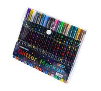 Penne glitterate con due estremità colorate, 36 pezzi72 colori | Colori pigmentati a base d'acqua, linee accentuate con glitter, creativi su carta opaca, legno, pietra e vetro