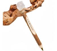 Penne In Cristallo Rustico In Legno Personalizzate, Realizzate A Mano Con Pietre Preziose Naturali, Con Incisione Personalizzata Per Regali Unici E Decorazioni Rustiche(Clear Quartz)