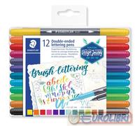 PENNE LETTERING 12 COLORI 2 PUNTE STAEDTLER BRUSH