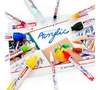 Penne Marker Acrilico Permanente Edding - Set Creativo Con 12 Pezzi + Blocco A4