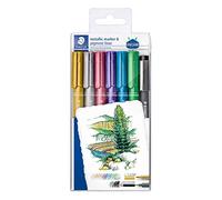 Penne metallizzate STAEDTLER 8323 - Set da 6, con Pigment Liner | Penne glitterate da 1-2 mm, coprenti su carta chiara e scura - per scrapbooking - Codice articolo 8323-SWP6P