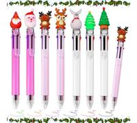 Penne Natalizie, 7 Pezzi Penne a Sfera Natalizie, 6 In 1 Penna Navetta Retrattile Multicolore, Albero di Natale Pupazzo di Neve Babbo Natale Penne Roller per Riempitori di Calza Bomboniere