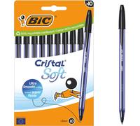 Penne Nere a Sfera, Cristal Soft, Ottime per La Scuola, Punta Media, 1.2 Mm, Ner