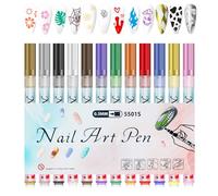 Penne Per | 12 Pezzi Strumenti Per Unghie A Punta Sottile Con Asciugatura Rapida - Pennarello Per Puntinatura, Disegno E Pittura | Per Manicure Decorazione Linee Disegno Tracciatura