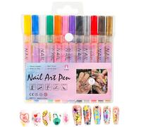 Penne Per Colorate - Set Di Pennarelli Acrilici A Punta Fine Acrilici Impermeabili Da 12 Pezzi 0,5 Mm - Penne Per Smalto Per Unghie | Penna Da Disegno Per Unghie Artistiche Fai Da Te | Strume
