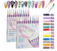 Penne per nail art a 12 colori, penne per smalto 3D, punteggiatura a graffiti a secco rapido, per un chiodo arte manicure decorazione fai -da -te,2sets