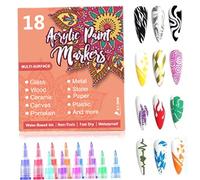 Penne per nail art con punta fine da 0, 7 mm per un disegno fluido, penne per smalto per unghie ad asciugatura rapida e a prova di sbavature per principianti e artisti (18 colori), Décor de printemps