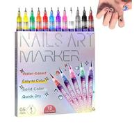 Penne per nail art per unghie vere, pennarelli per nail art ad asciugatura rapida, 12 colori da 0,5 mm, set di pennelli per il trucco, strumento per disegno estetico fai da te per casa, salone