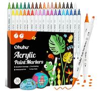Penne per pittura acrilica, Ohuhu 36 colori con doppia punta (fine e a punti) - impermeabili, resistenti alla luce e ad alta opacità per la pittura rupestre Uova di Pasqua Legno Vetro Ceramica Tela