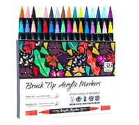 Penne per pittura acrilica, pennarelli acrilici - Pennarelli per pittori acrilici impermeabili a doppia punta con punta a pennello e punta sottile,Forniture per artigianato a doppio colore per il