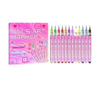 Penne per smalto per unghie - Confezione da 12 liner anti-sbavature ad asciugatura rapida, per manicure | Set di pennarelli per smalto gel per unghie artistiche artigianato principi