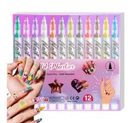 Penne per smalto per unghie - Pennarelli per disegno a punta fine da 12 colori, penne per smalto per unghie ad asciugatura rapida | Pennarelli per per donne, madre, giovani, principian