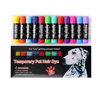 Penne per tinture per capelli per animali domestici, tinture per capelli per cani - 12 penne coloranti per capelli lavabili temporanee per cani - I pennarelli per pittura a gesso colorati per di cani