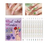 Penne per unghie, 10 pezzi, ad alta pigmentazione, ad asciugatura rapida, precise, per manicure, per disegnare la decorazione della manicure