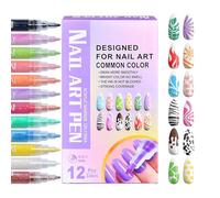 Penne per Unghie 12 Colori ad Asciugatura Rapida da Disegno Acrilico | Marcatore per Unghie Idee Regalo per Bambini Ragazze Donne Principianti Calza Natalizia Manicure Serata Beauty
