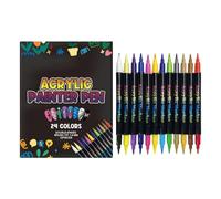 Penne per unghie a doppia punta - 24 colori vivaci, formula ad asciugatura rapida, set da 12 pezzi, design compatto e portatile | Per donne e ragazze, pittura, disegno, a casa, salone, compleanno, mat