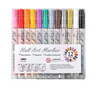 Penne Per Unghie Set di Penne Per Pittura Per Smalto Per Unghie 12 Colori Set Penna Per | Pennarelli Di Rivestimento Per Unghie Per La Casa, Soggiorno Casuale, Viaggi