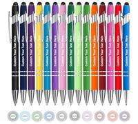 Penne Personalizzate con Incisione Nome a Sfera Personalizzabile con Incisione Nome Testo Penne Personalizzata Touch Stilo Regali Personalizzati per Affari, Laurea Matrimonio Inchiostro Nero 12-480Pcs