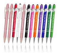 Penne Personalizzate con Nome, Penne a Sfera Personalizzabile con Incisione Nome Logo Messaggio, 12 Pezzi Metallo Soft Touch Penna Personalizzata per Compleanni, Laurea, Anniversari(Inchiostro Nero)