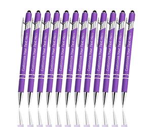 Penne Personalizzate con Nome, Penne a Sfera Personalizzabile con Incisione Nome Logo Messaggio, 12 Pezzi Metallo Soft Touch Penna Personalizzata per Compleanni, Laurea, Anniversari(Inchiostro Nero)