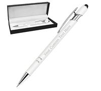 Penne Personalizzate con Scritta Nome Inciso Penne a Sfera Personalizzabili con Stilo Regalo per Matrimonio Compleanno Natale La Laurea Ufficio Commerciale, Bianco