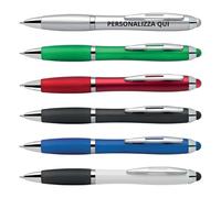 PENNE PERSONALIZZATE CON STAMPA A COLORI UV, PENNE TOUCH IN PLASTICA (50 PEZZI, SILVER)