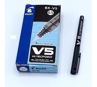 Pilot 100101201 Nero 12pezzo[i] penna roller (Pilot V5 Hi-Tecpoint Liquid Ink Rollerball Pen 0.5mm Tip 0.3mm Line Black [Pack 1