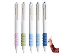 Penne retrattili a presa morbida - 5 penne retrattili ergonomiche, penna retrattile a presa comoda, penne neutre antimacchia estetiche, antiscivolo, ad asciugatura rapida, per una custodia