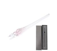 Penne stilografiche vintage in vetro filettate con testa rotonda, inchiostro di riempimento per calligrafia, forniture artistiche (rosa con scatola)