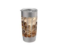 Pennellate di Halloween Spooky Village Jack O Lanterns Bicchiere termico in acciaio inox doppia parete